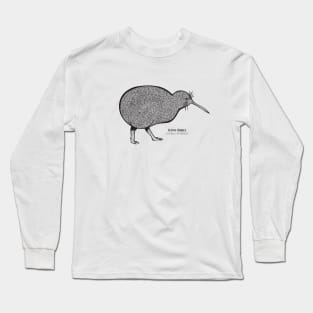 Kiwi Bird with Common and Latin Names - on white Long Sleeve T-Shirt